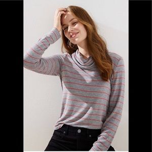 Loft Striped Cowl Neck Tunic Top Like New! NWOT